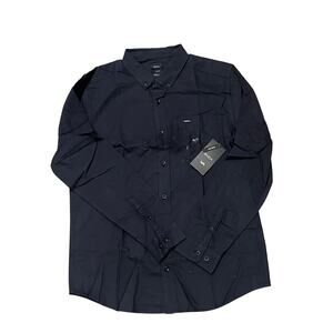 RVCA Men's Long Sleeve Stretch Oxford Shirt Size M In Black